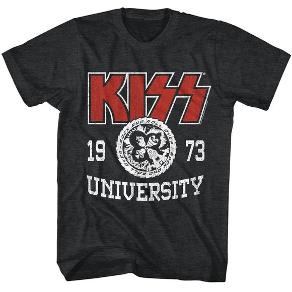 Kiss-Kiss University-Black Heather Adult S/S T-Shirt - Black Heather
