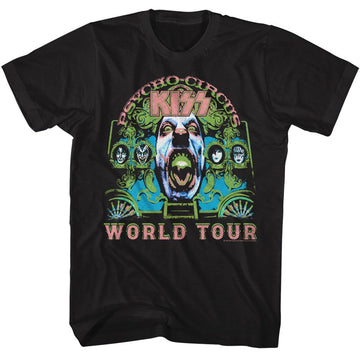 Kiss-Kiss Psycho Circus-Black Adult S/S T-Shirt - Black