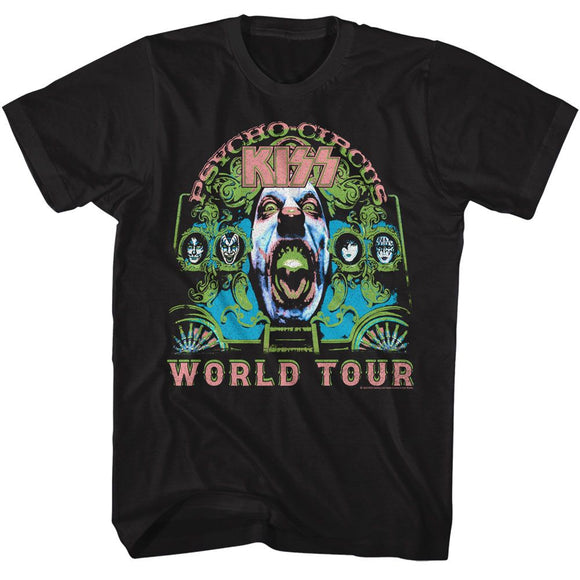 Kiss-Kiss Psycho Circus-Black Adult S/S T-Shirt - Black