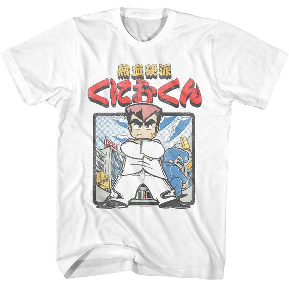 River City Ransom-River City Ransom Hot Blooded Kunio Kun-White Adult S/S T-Shirt - White