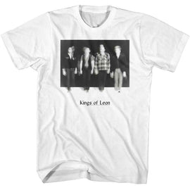 Kings Of Leon-Kings Of Leon Blurry Band-White Adult S/S T-Shirt - White