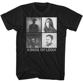 Kings Of Leon-Kings Of Leon Foggy Squares-Black Adult S/S T-Shirt - Black