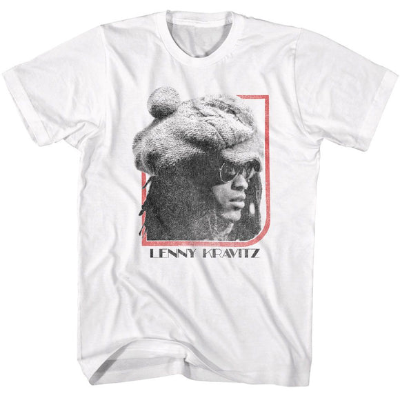 Lenny Kravitz-Lenny Kravitz Framed Head-White Adult S/S T-Shirt - White
