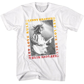 Lenny Kravitz-Lenny Kravitz Let Love Rule Border-White Adult S/S T-Shirt - White