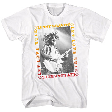 Lenny Kravitz-Lenny Kravitz Let Love Rule Border-White Adult S/S T-Shirt - White