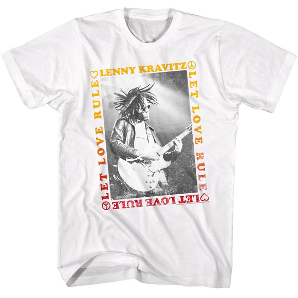 Lenny Kravitz-Lenny Kravitz Let Love Rule Border-White Adult S/S T-Shirt - White