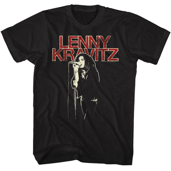Lenny Kravitz-Lenny Kravitz Distress Text-Black Adult S/S T-Shirt - Black
