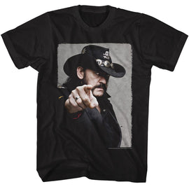 Lemmy-Lemmy Pointing-Black Adult S/S T-Shirt - Black