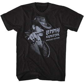 Lemmy-Lemmy Monochrome Point-Black Adult S/S T-Shirt - Black