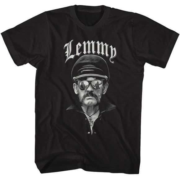 Lemmy-Lemmy Glasses And Cap-Black Adult S/S T-Shirt - Black