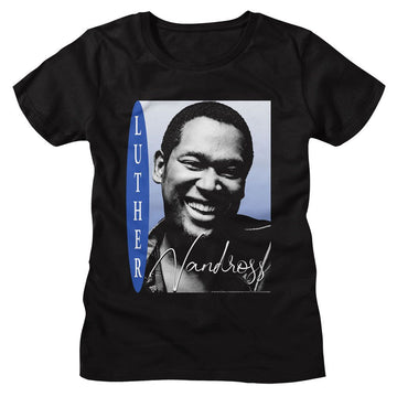 Luther Vandross-Luther Vandross Smiling Photo-Black Ladies S/S T-Shirt - Black