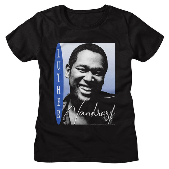 Luther Vandross-Luther Vandross Smiling Photo-Black Ladies S/S T-Shirt - Black
