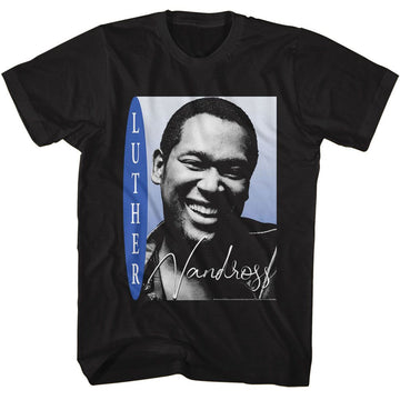 Luther Vandross-Luther Vandross Smiling Photo-Black Adult S/S T-Shirt - Black