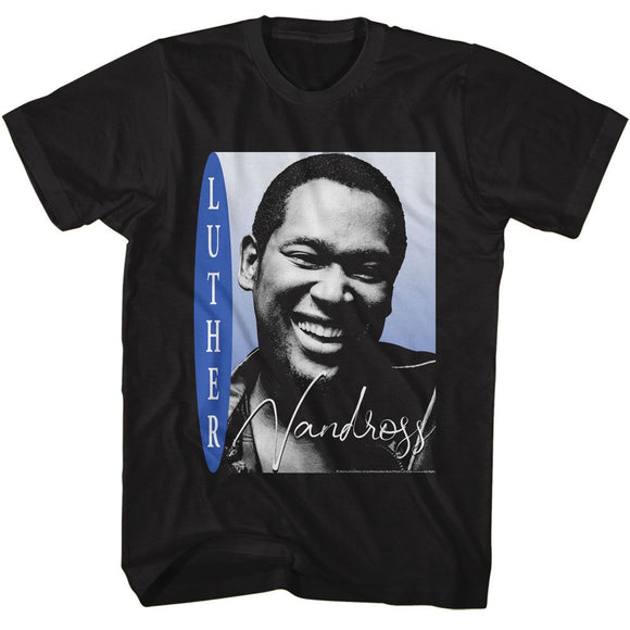 Luther Vandross-Luther Vandross Smiling Photo-Black Adult S/S T-Shirt - Black