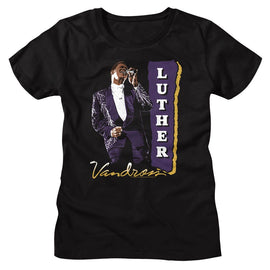 Luther Vandross-Luther Vandross Purple Suit-Black Ladies S/S T-Shirt - Black