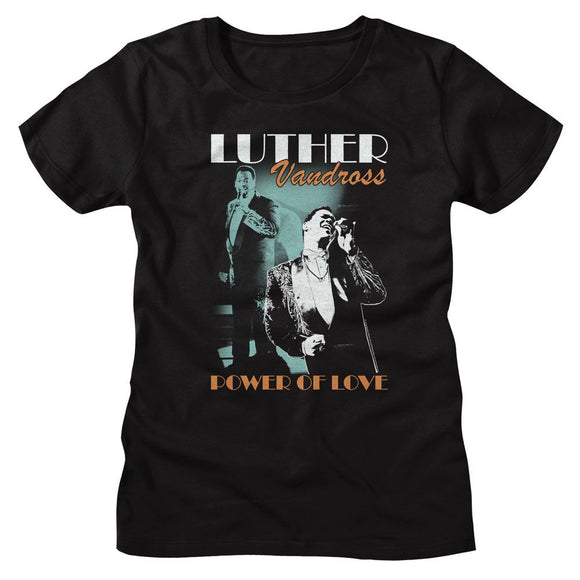 Luther Vandross-Luther Vandross Singing On Stage-Black Ladies S/S T-Shirt - Black