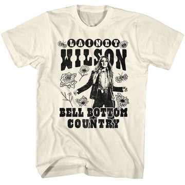 Lainey Wilson-Lainey Wilson Bw Floral Bellbottom-Natural Adult S/S T-Shirt - Natural