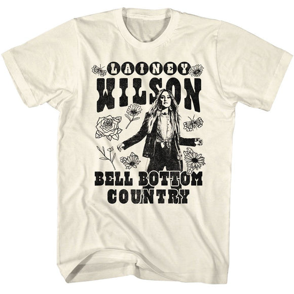 Lainey Wilson-Lainey Wilson Bw Floral Bellbottom-Natural Adult S/S T-Shirt - Natural