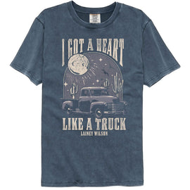 Lainey Wilson-Lainey Wilson Heart Like A Truck-Denim Adult S/S Comfort Color T-Shirt - Denim