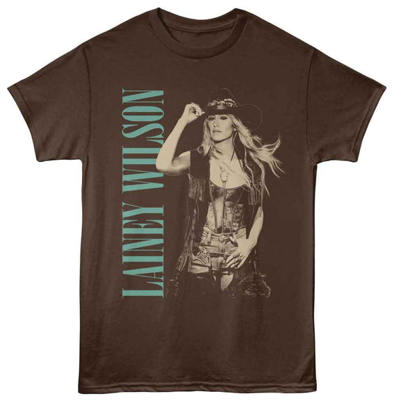 Lainey Wilson-Lainey Wilson Monotone Cowboy Hat-Dark Chocolate Adult S/S T-Shirt - Dark Chocolate