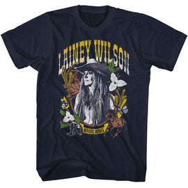 Lainey Wilson-Lainey Wilson Whirlwind Wheat And Leaves-Navy Adult S/S T-Shirt - Navy