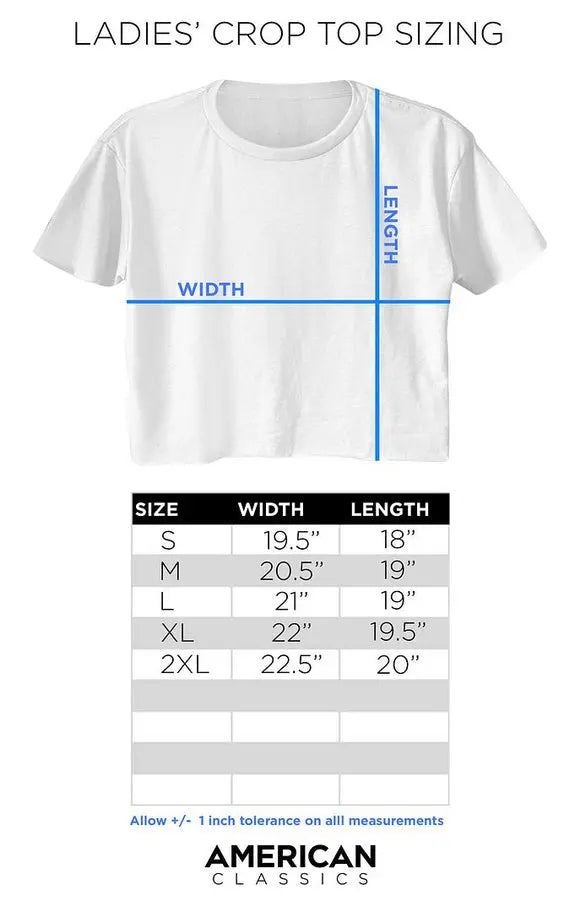 Ladies Crop Size Chart for Acdc-Leopard Print-Black Ladies S/S Festival Cali Crop-S - Black