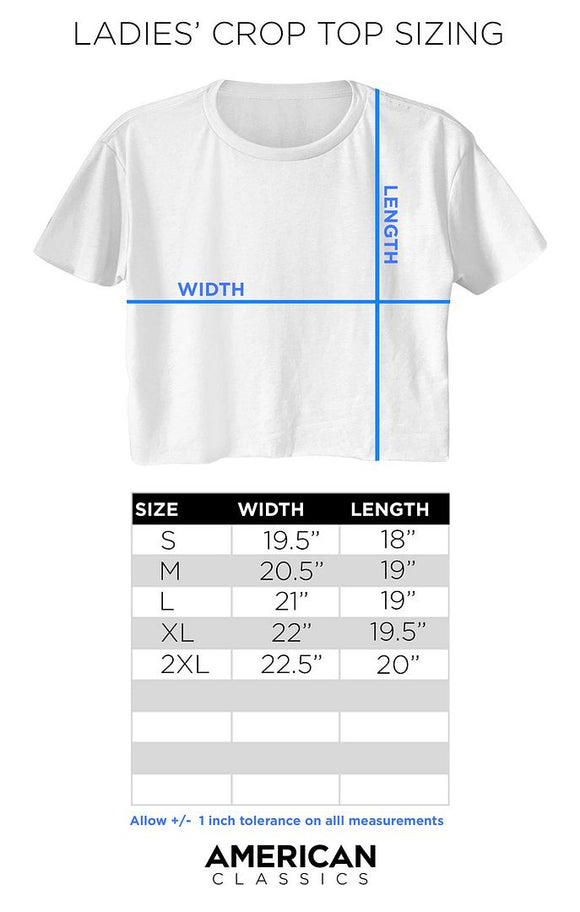 Ladies Crop Size Chart for MTV Scribble Logo Mauvelous Women's Festival Crop Top
