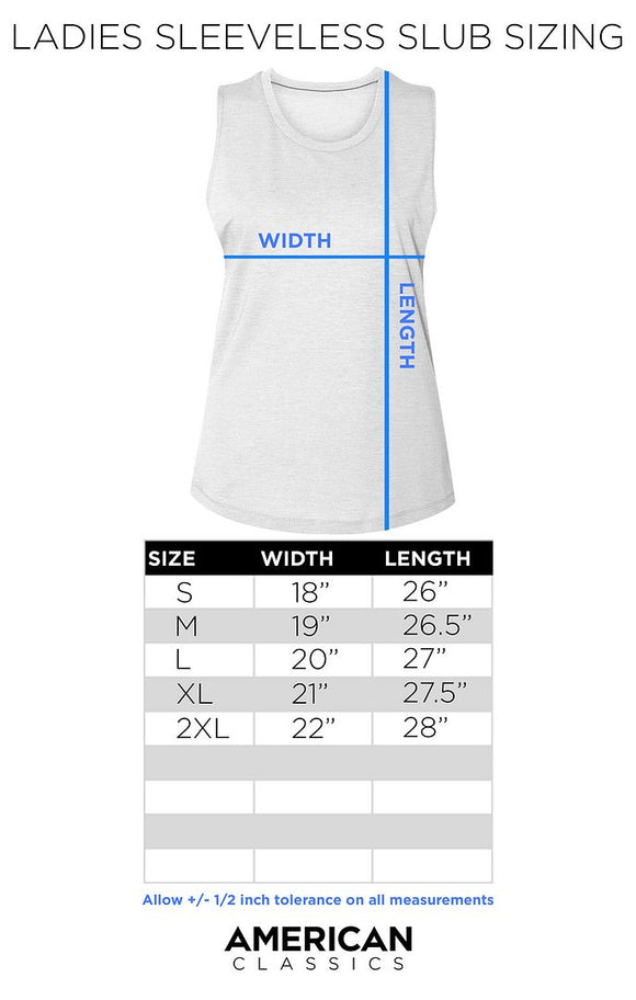 Sleeveless Size Chart for Fall Out Boy-Circle Rose-Black Ladies Na Sleeveless Slub-S - Black