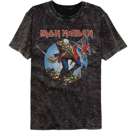 Iron Maiden-Iron Maiden Trooper-Mineral Wash Black Adult S/S T-Shirt - Black