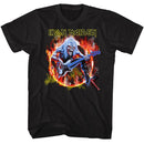 Iron Maiden-Iron Maiden Flaming Circle-Black Adult S/S T-Shirt - Black