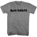 Iron Maiden-Iron Maiden 1 Color Logo-Graphite Heather Adult S/S T-Shirt - Graphite Heather