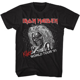 Iron Maiden-Iron Maiden Killer World Tour-Black Adult S/S T-Shirt - Black