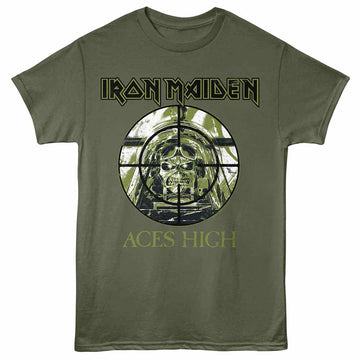 Iron Maiden Aces High Military Green Adult T-Shirt