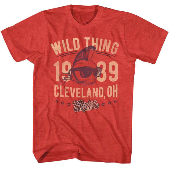 Major League-Major League Wild Thing 89-Red Heather Adult S/S T-Shirt - Red Heather