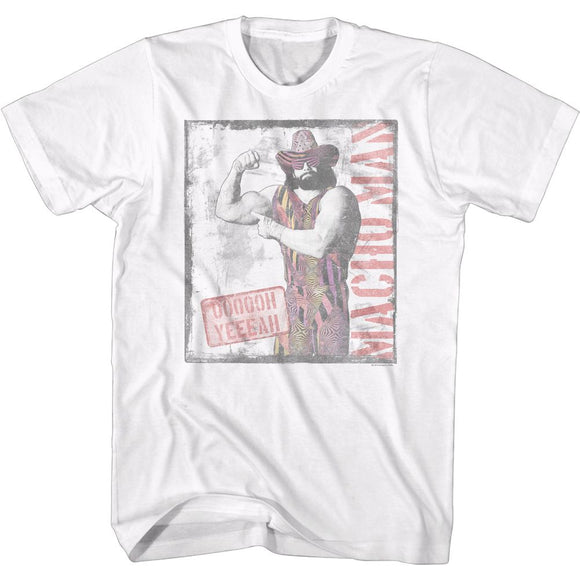 Macho Man-Ooooh Yeeeeah-White Adult S/S T-Shirt - White