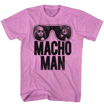 Macho Man-Ooold School-Neon Purple Heather Adult S/S T-Shirt - Neon Purple Heather