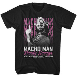 Macho Man-Heavyweight Champ-Black Adult S/S T-Shirt - Black