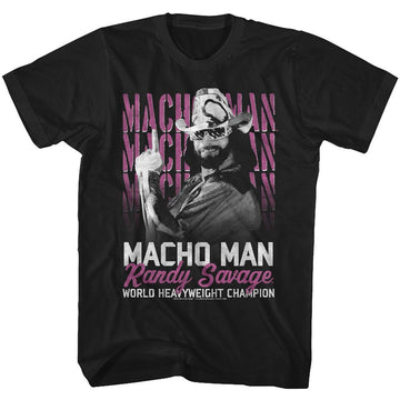 Macho Man-Heavyweight Champ-Black Adult S/S T-Shirt - Black