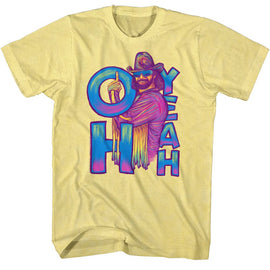 Macho Man-Oh Yeah-Yellow Heather Adult S/S T-Shirt - Yellow Heather
