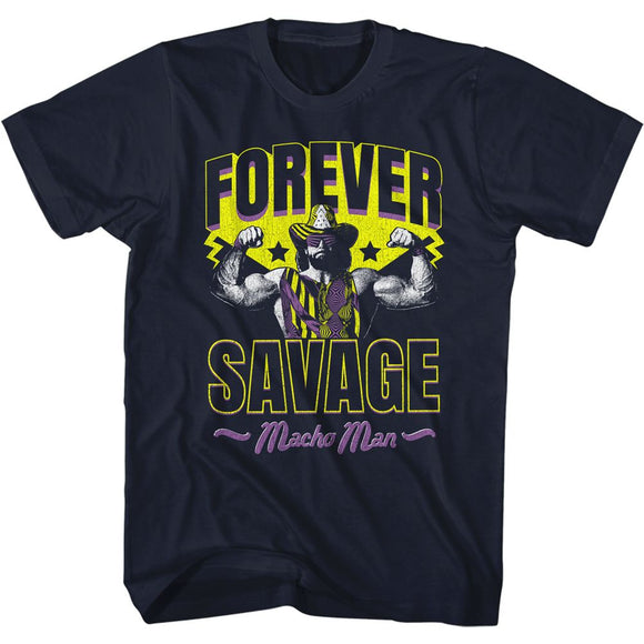Macho Man-Forever Savage-Navy Adult S/S T-Shirt - Navy