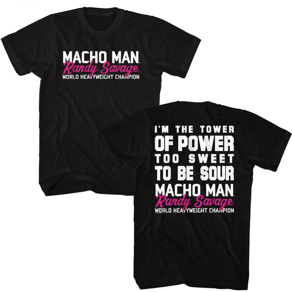 Macho Man-Macho Man Tower Of Power-Black Adult S/S T-Shirt ***F&B*** - Black