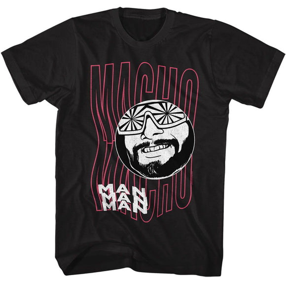 Macho Man-Macho Man Funky Text-Black Adult S/S T-Shirt - Black
