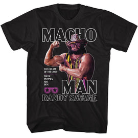 Macho Man-Macho Man Flex-Black Adult S/S T-Shirt - Black