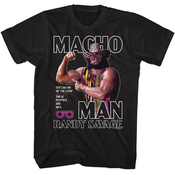 Macho Man-Macho Man Flex-Black Adult S/S T-Shirt - Black