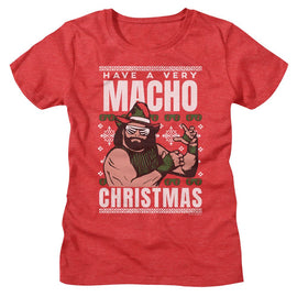 Macho Man-Macho Man A Very Christmas-Red Heather Ladies S/S T-Shirt - Red Heather