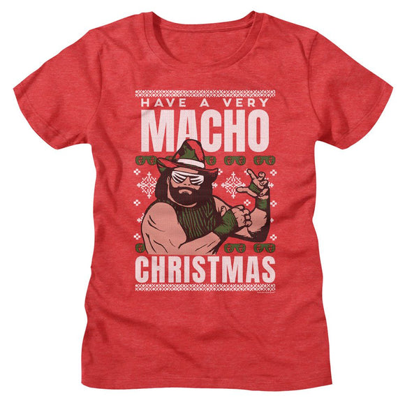 Macho Man-Macho Man A Very Christmas-Red Heather Ladies S/S T-Shirt - Red Heather