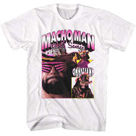 Macho Man-Macho Man Randy Collage Light-White Adult S/S T-Shirt - White