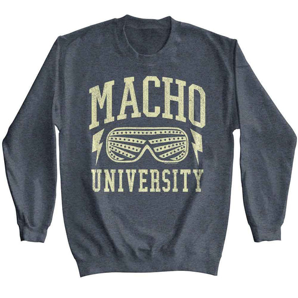 Macho Man-Macho Man University-Dark Heather Adult L/S Sweatshirt-S - Dark Heather