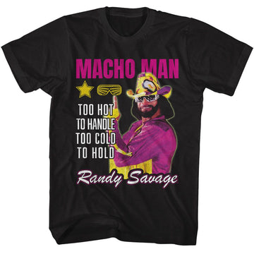 Macho Man-Macho Man Too Hot To Handle-Black Adult S/S T-Shirt - Black