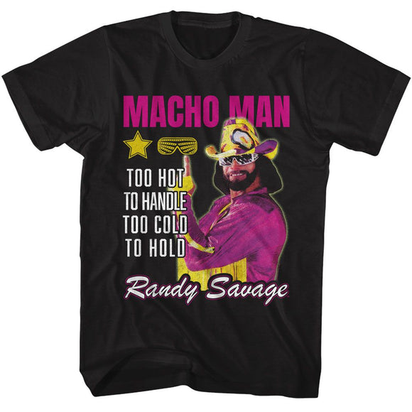 Macho Man-Macho Man Too Hot To Handle-Black Adult S/S T-Shirt - Black